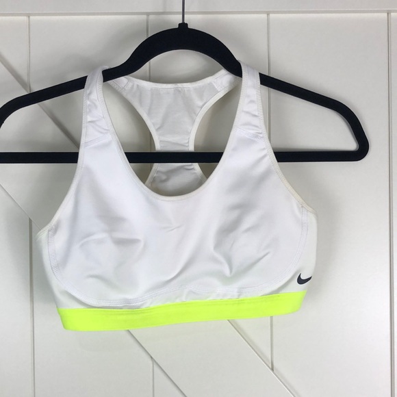 Nike women’s dri fit sports bra size M white neon green